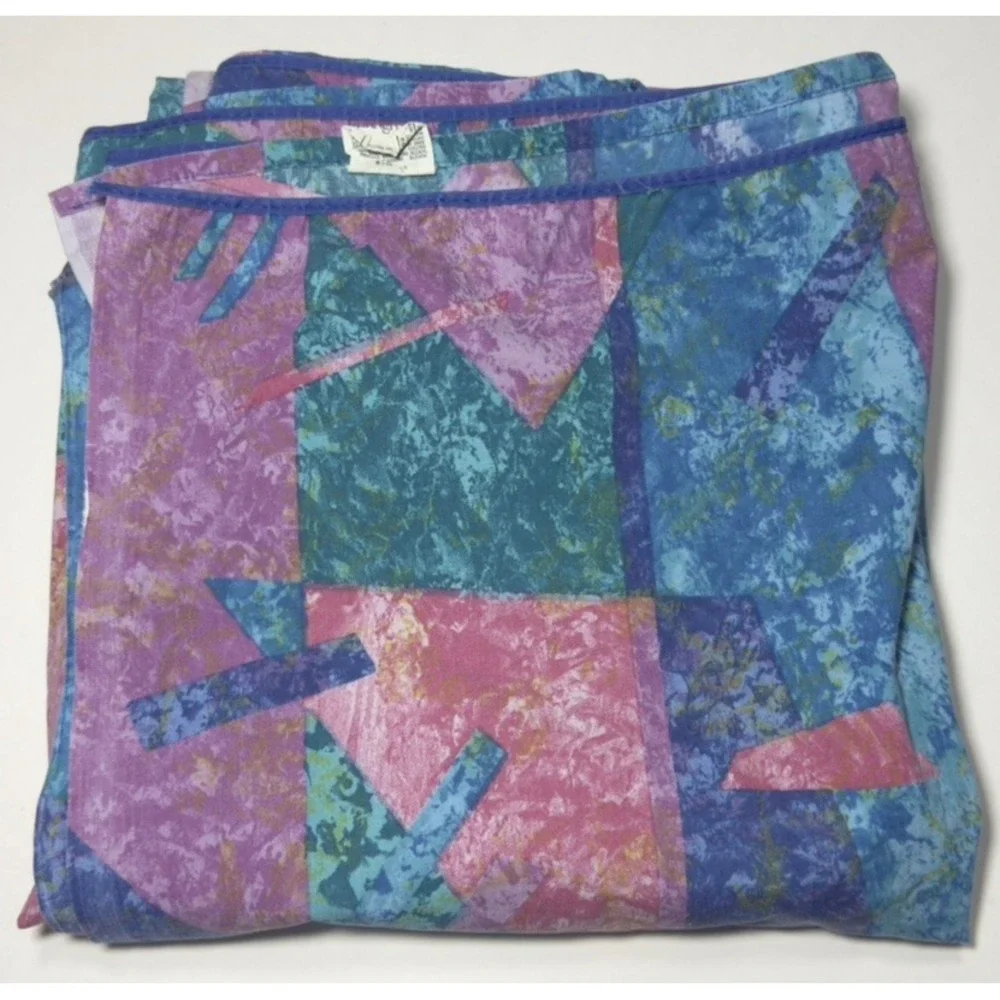 Springmaid Sheet Set Jewel Marble QUEEN Cotton Vtg Memphis Abstract Multicolor